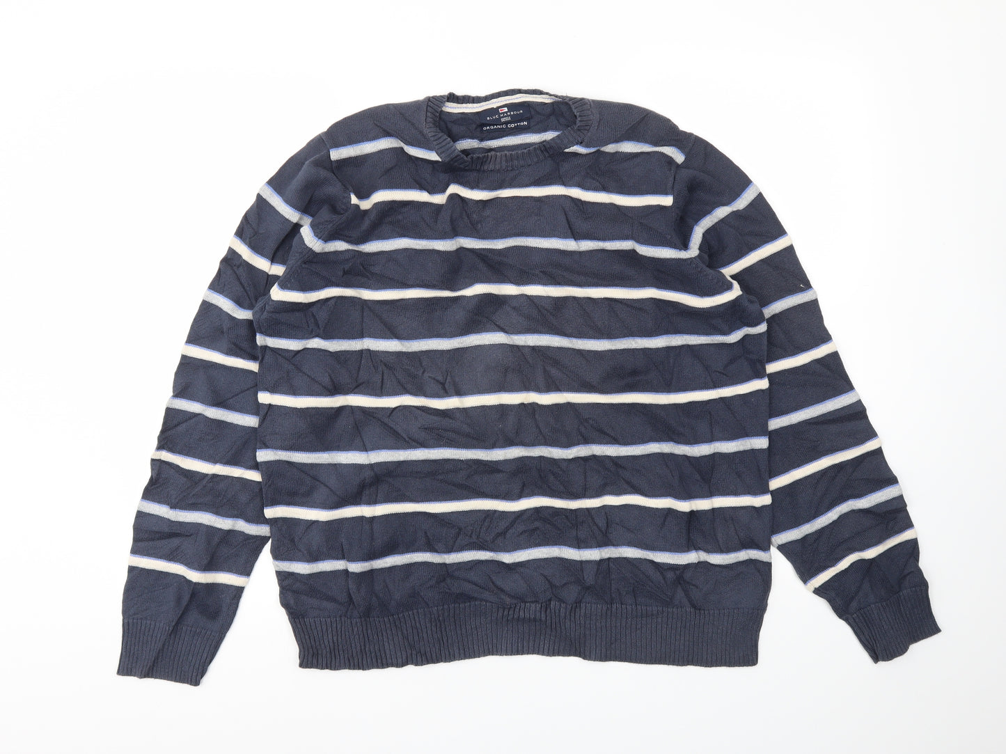 M&S Mens Blue Striped  Pullover Sweatshirt Size L