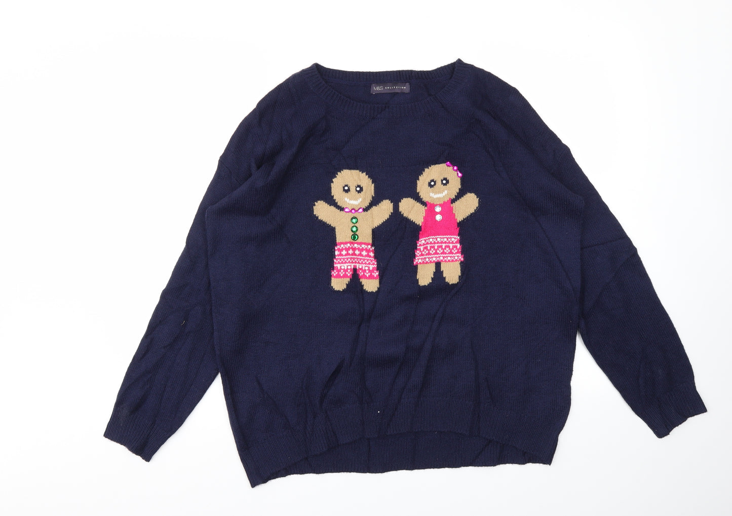 M&S Womens Blue   Pullover Jumper Size L