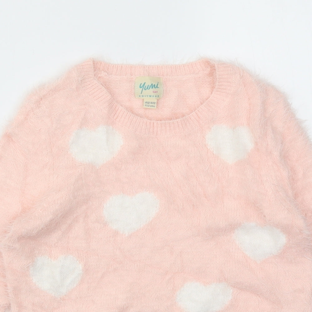 Yumi Girls Orange   Pullover Sweatshirt Size 11-12 Years