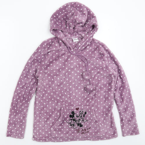 Tesco Womens Purple Polka Dot Fleece Top Pyjama Top Size 12  - Disney