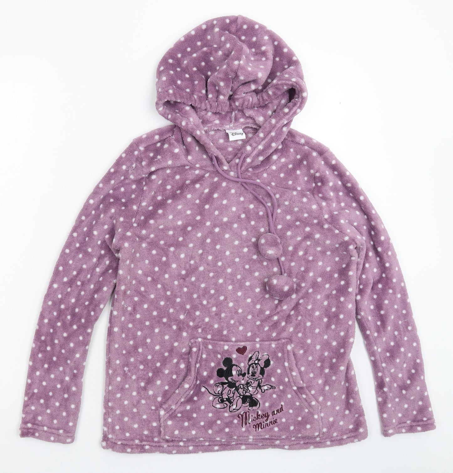 Tesco Womens Purple Polka Dot Fleece Top Pyjama Top Size 12  - Disney