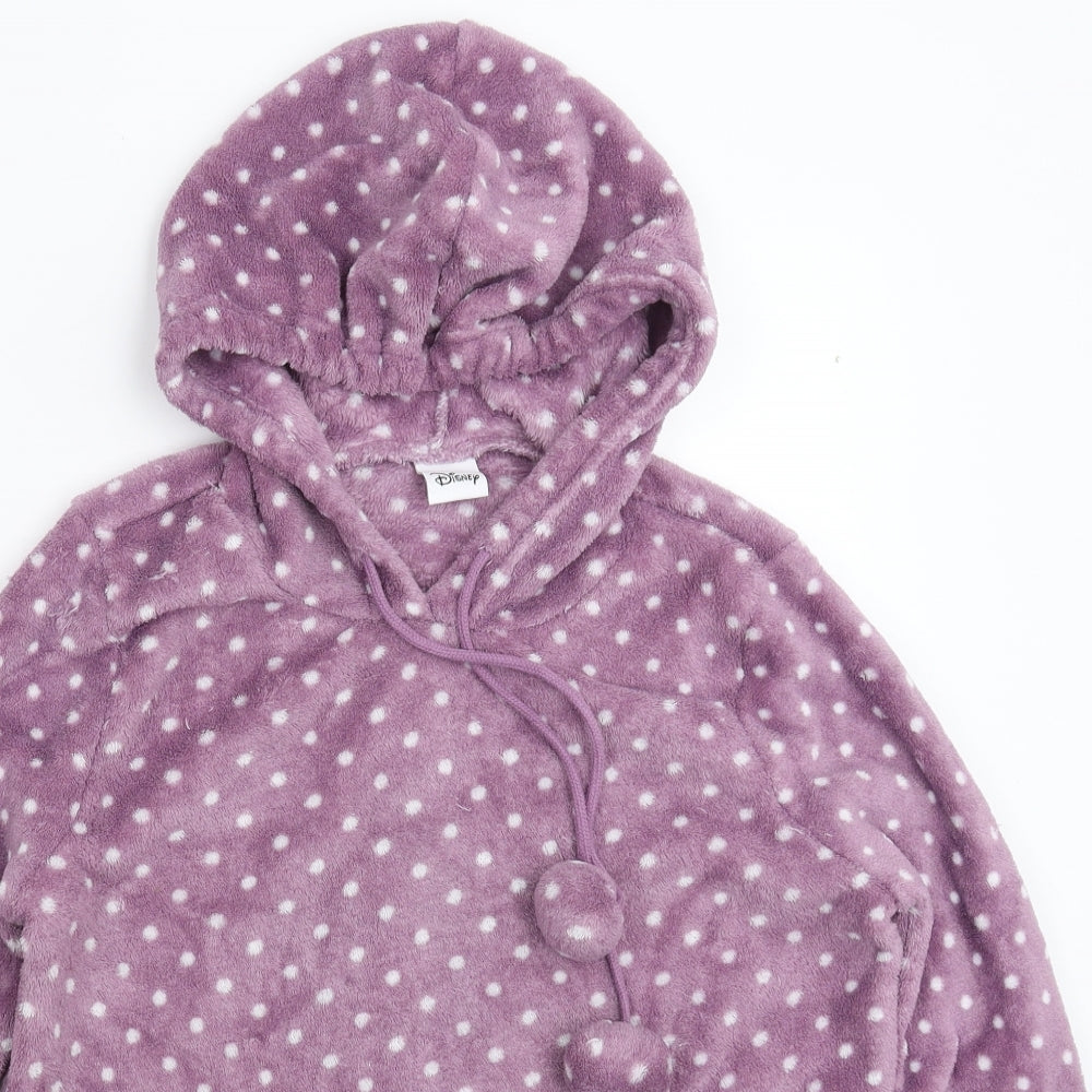 Tesco Womens Purple Polka Dot Fleece Top Pyjama Top Size 12  - Disney