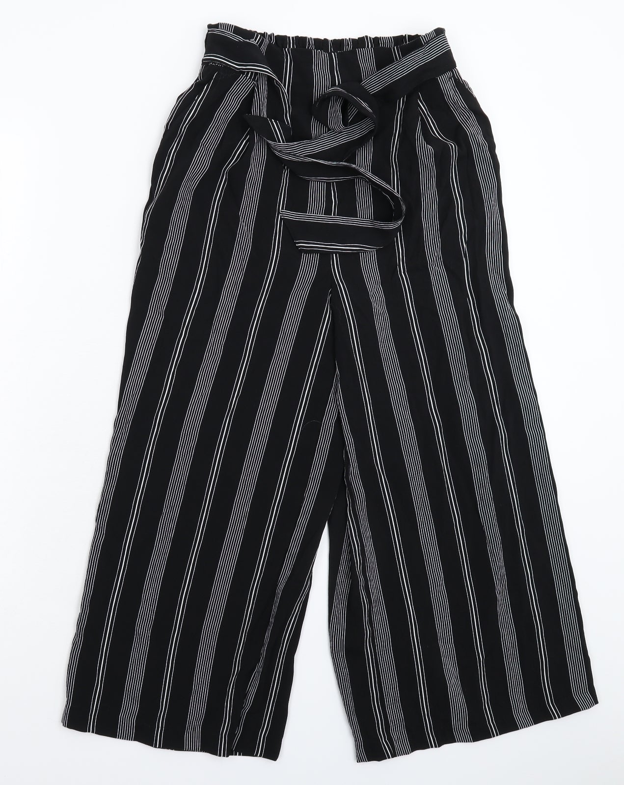 New Look Womens Black Striped  Cropped Trousers Size 10 L23 in