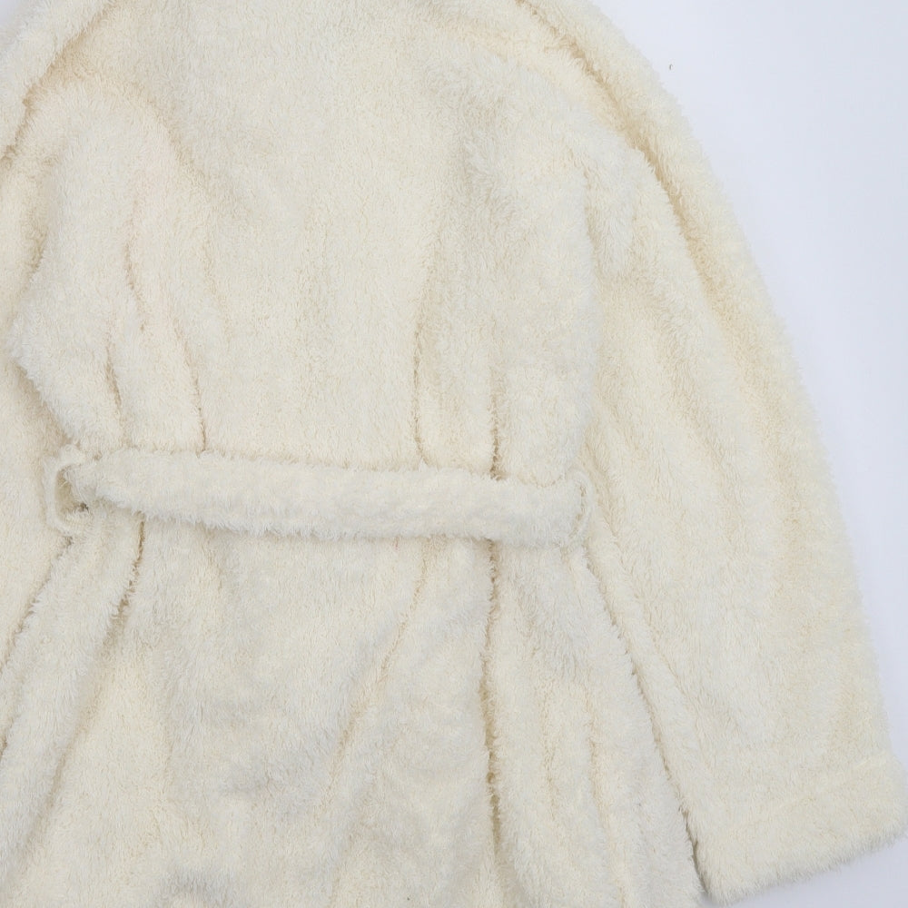 Day Dream Womens White Solid Fleece Kimono Robe Size L