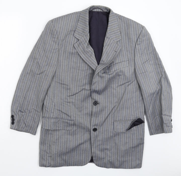 Desch Mens Grey Herringbone  Jacket Suit Jacket Size 42