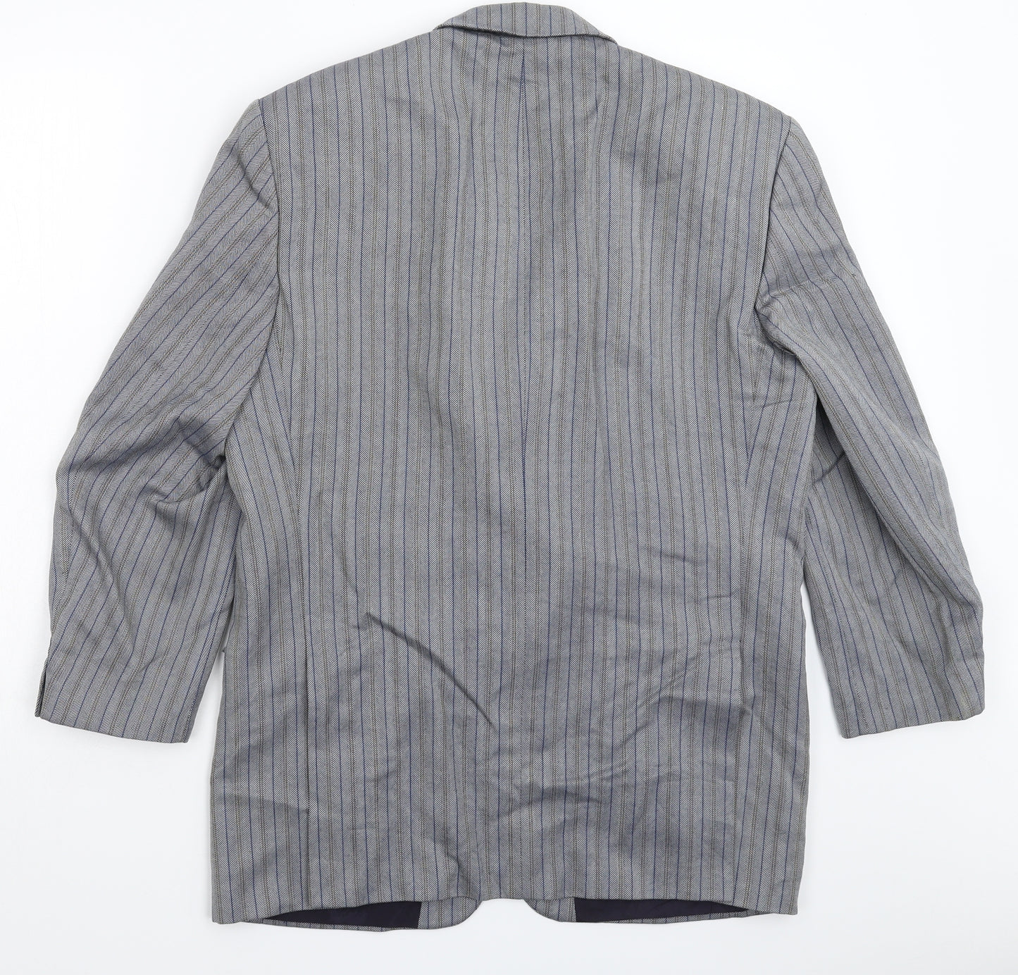 Desch Mens Grey Herringbone  Jacket Suit Jacket Size 42