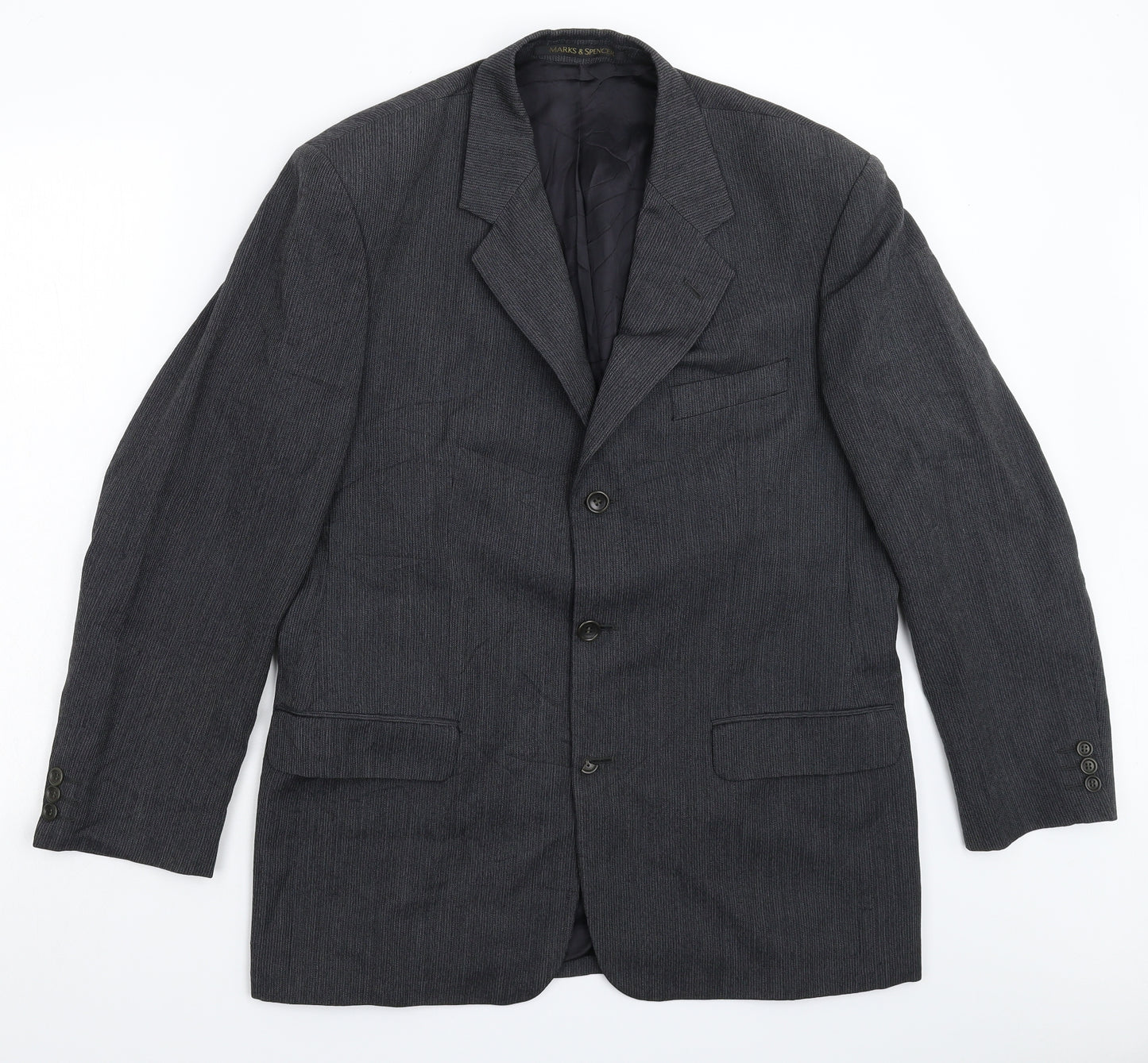 Marks and Spencer Mens Grey Striped  Jacket Suit Jacket Size 40