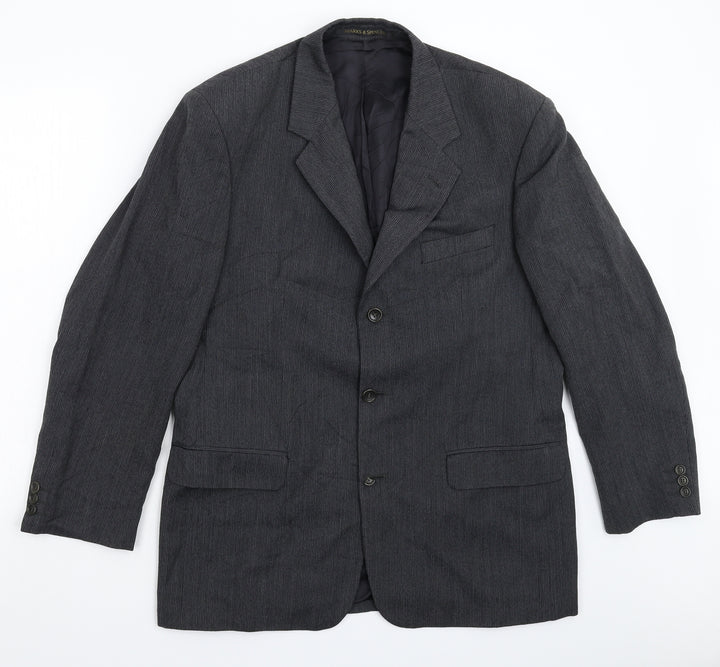 Marks and Spencer Mens Grey Striped  Jacket Suit Jacket Size 40