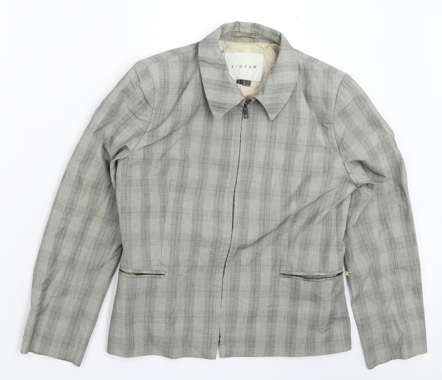 Jigsaw Womens Grey Check  Jacket Blazer Size M