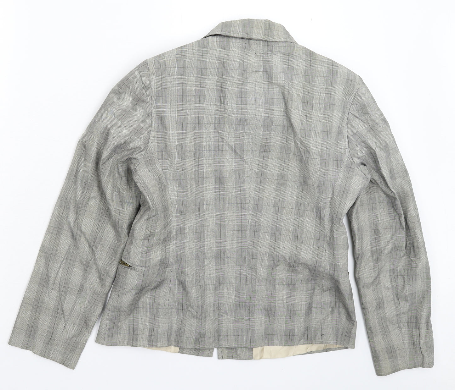 Jigsaw Womens Grey Check  Jacket Blazer Size M