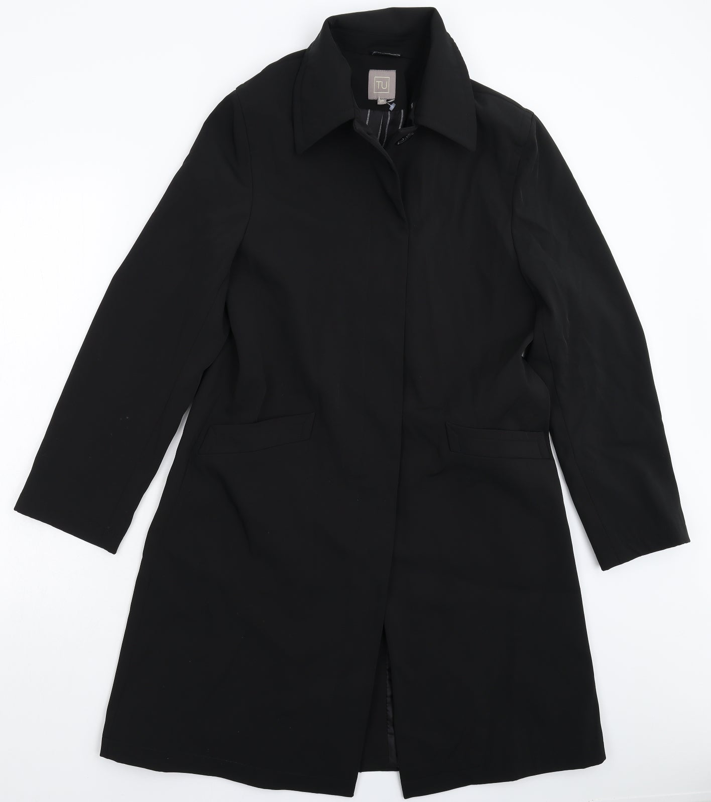 TU Womens Black   Pea Coat Coat Size 14