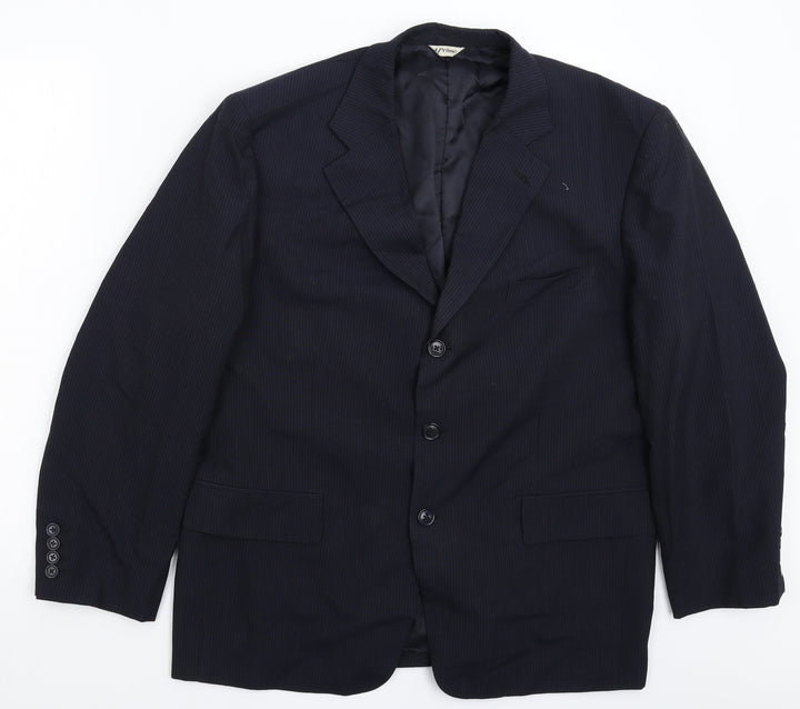 A Prime Mens Blue Striped Jacket Suit Jacket Size 44