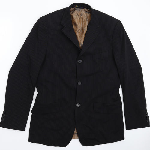 River Island Mens Black Striped  Jacket Suit Jacket Size 40