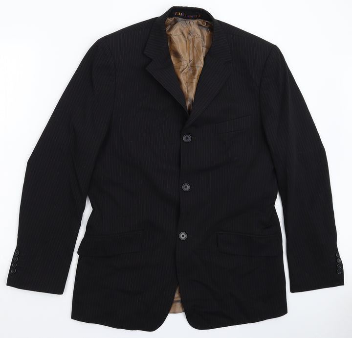 River Island Mens Black Striped  Jacket Suit Jacket Size 40