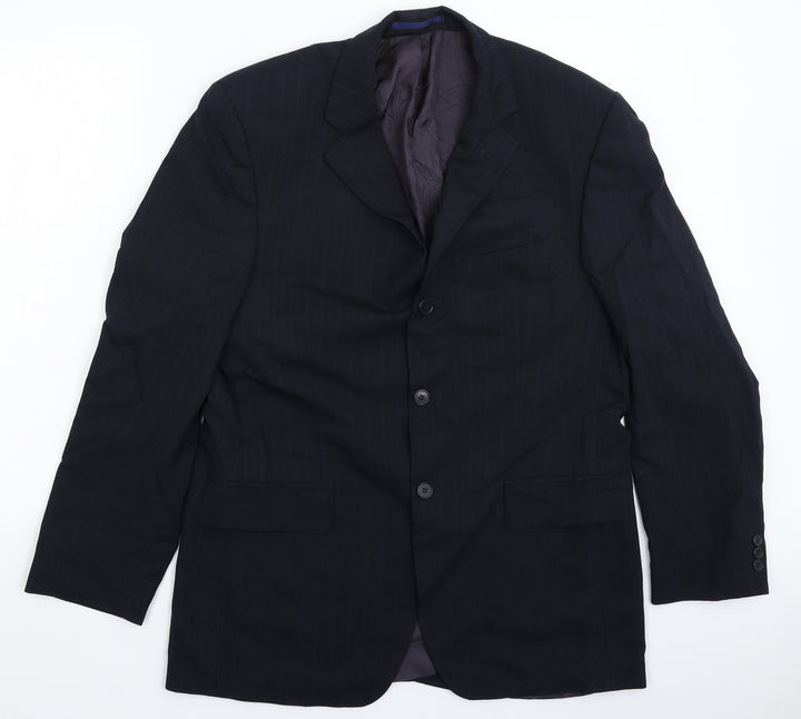 Pinstripe Mens Blue Striped Jacket Suit Jacket Size 40