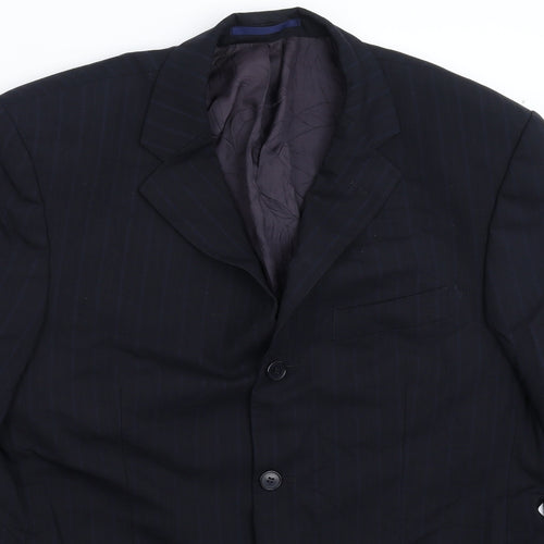Pinstripe Mens Blue Striped  Jacket Suit Jacket Size 40