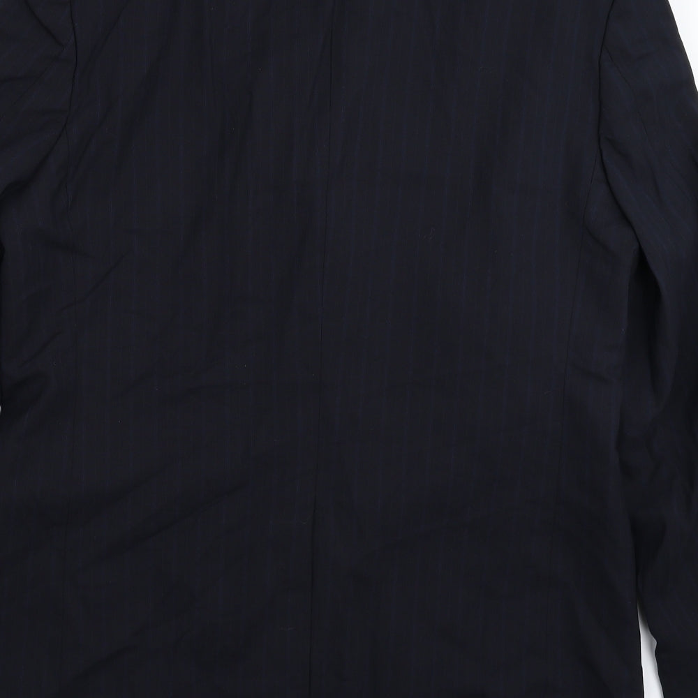 Pinstripe Mens Blue Striped  Jacket Suit Jacket Size 40