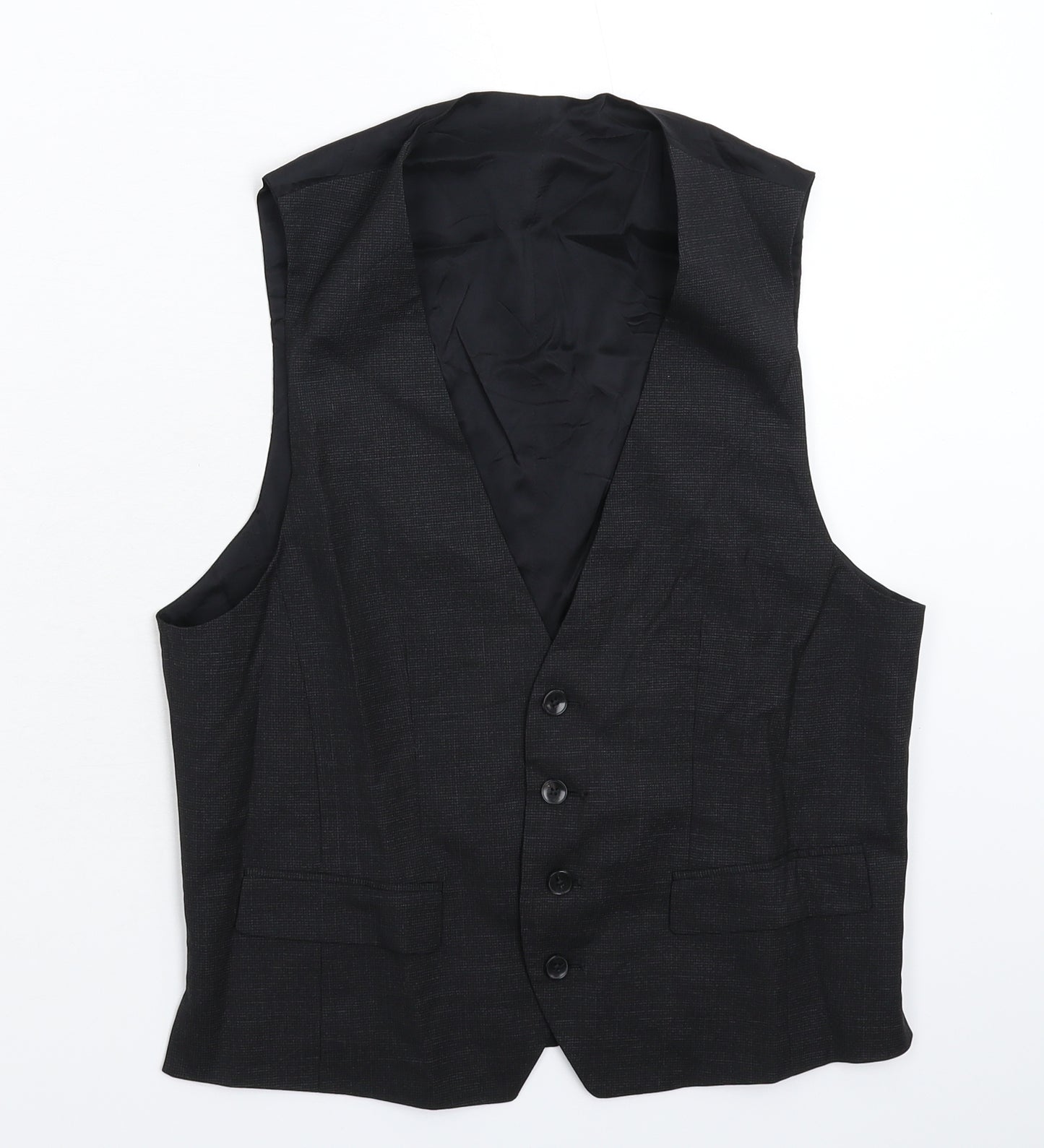 Preworn Mens Black   Jacket Suit Waistcoat Size 36