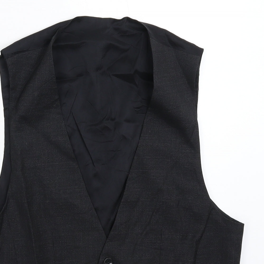 Preworn Mens Black   Jacket Suit Waistcoat Size 36