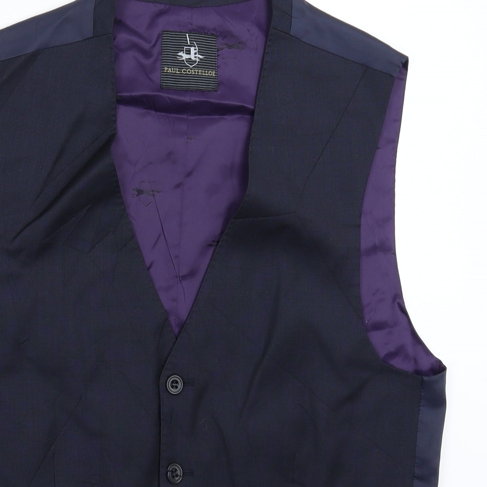 Paul Costelloe Mens Blue   Jacket Suit Waistcoat Size 38
