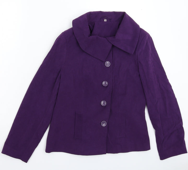 EWM Womens Purple Jacket Blazer Size 10