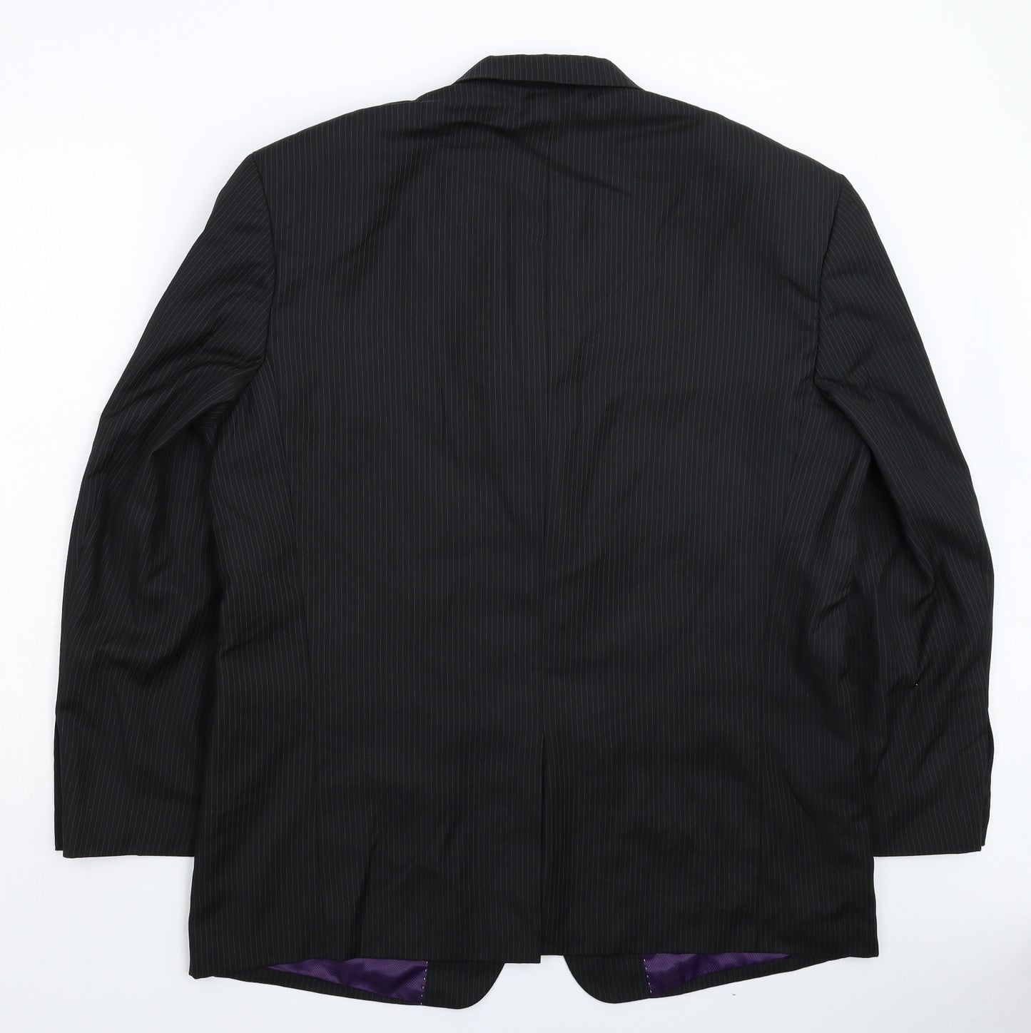 Pierre Remon Mens Black Striped  Jacket Suit Jacket Size 46