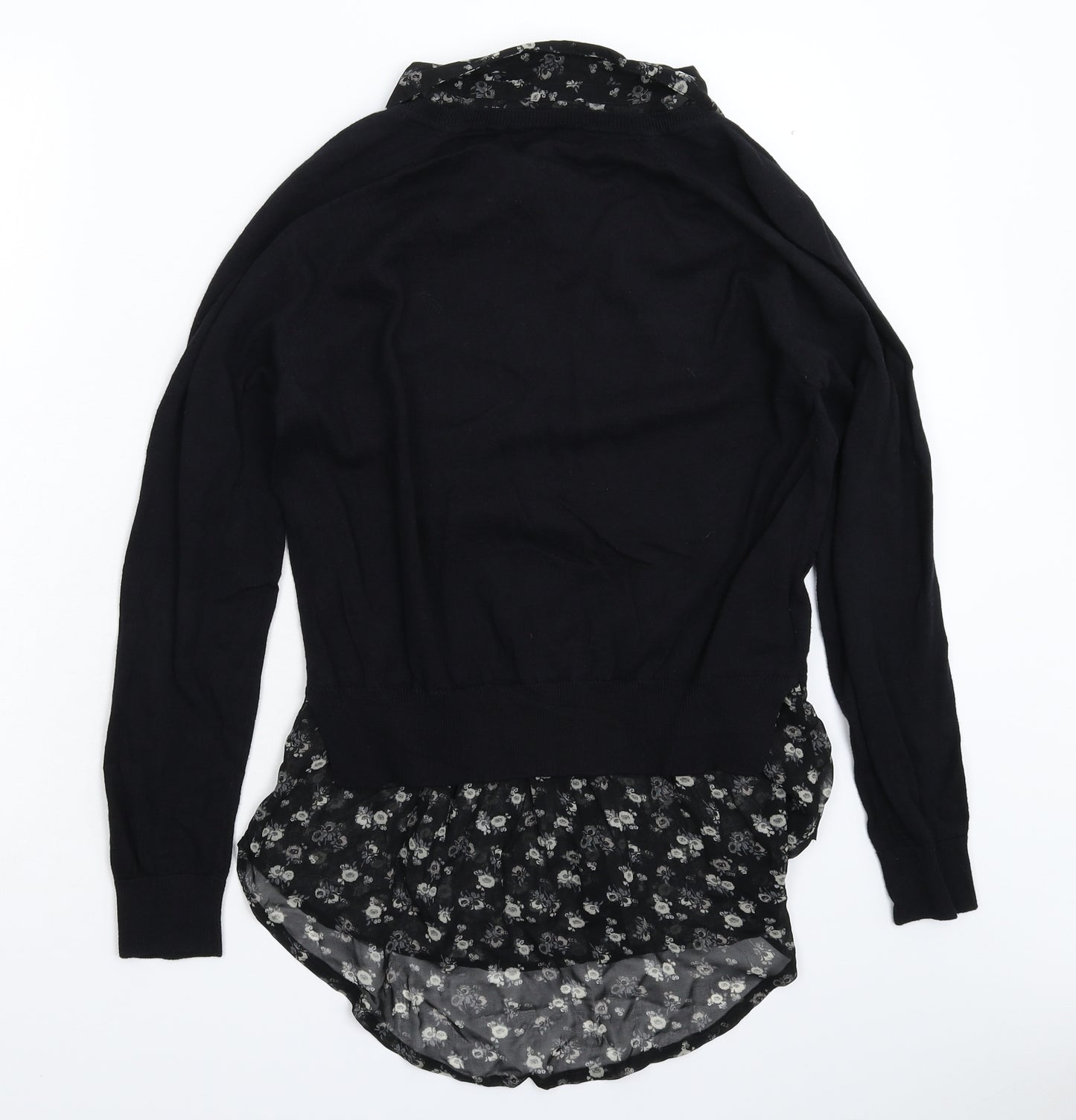 NEXT Womens Black Floral Knit Pullover Jumper Size 14