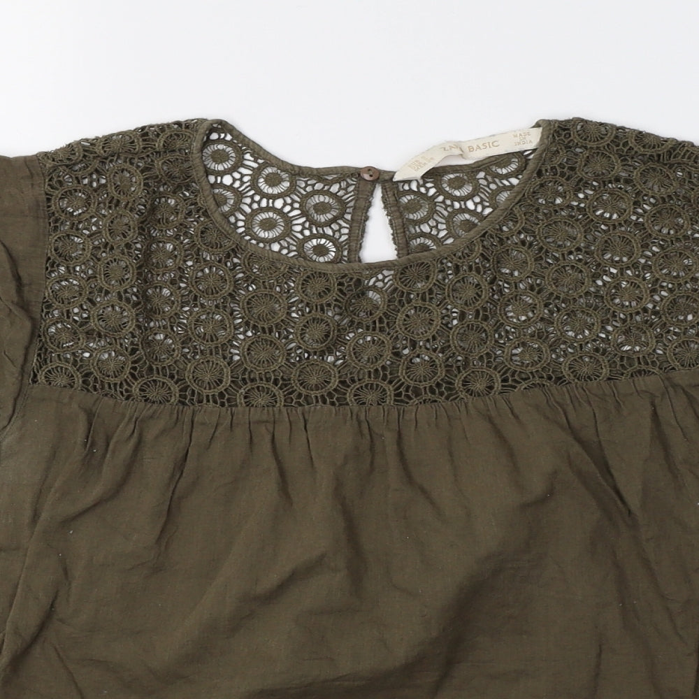 Zara Womens Green   Basic T-Shirt Size S