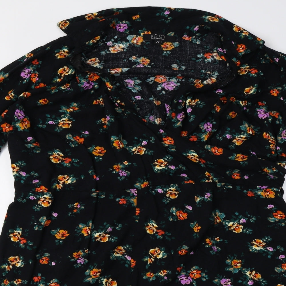 KOKO Womens Black Floral  A-Line  Size 22