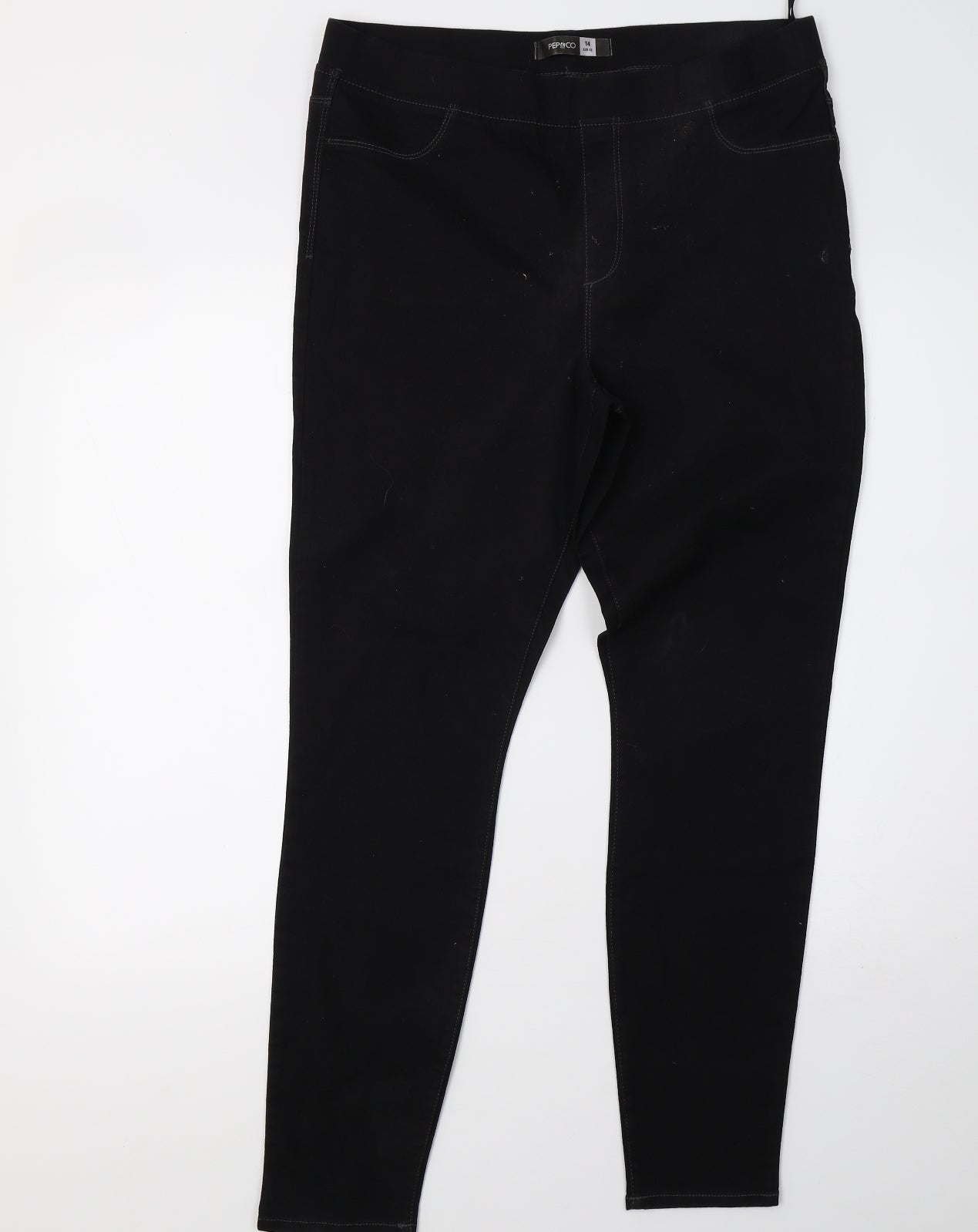 PEP&CO Womens Black  Denim Jegging Trousers Size 14 L30 in