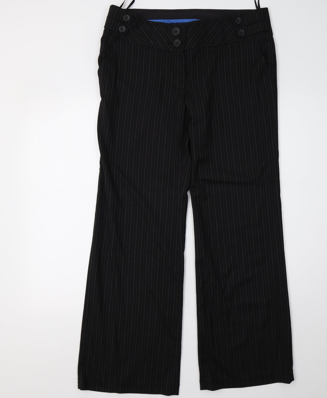 New Look Womens Black Striped  Trousers  Size 14 L32 in