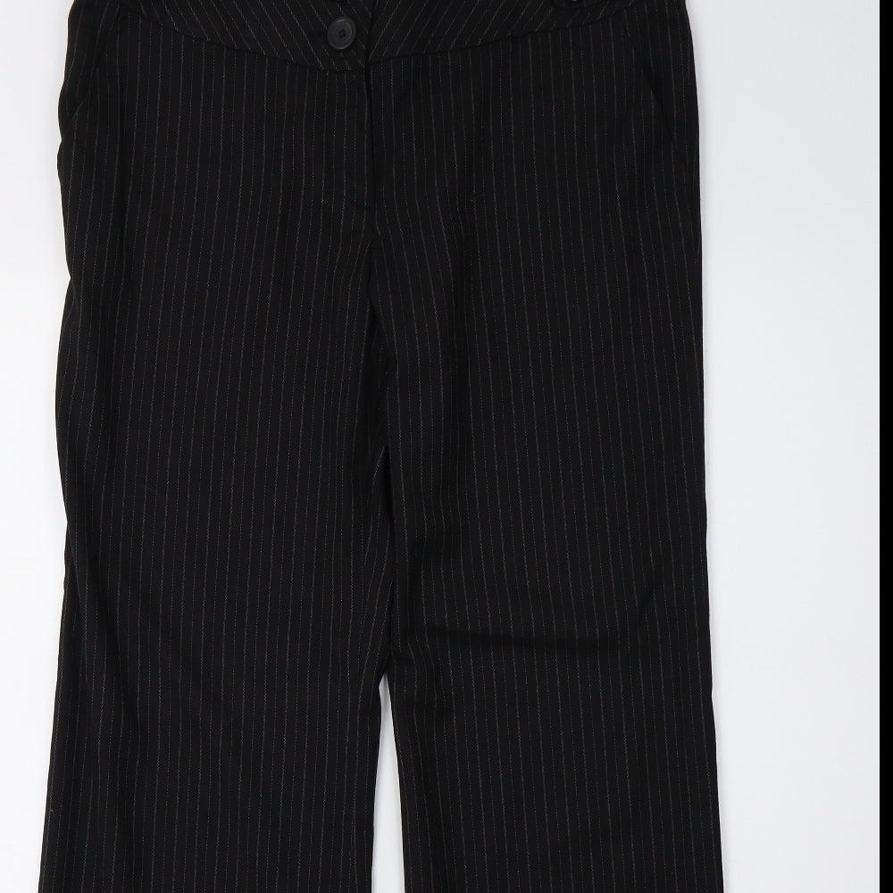 New Look Womens Black Striped  Trousers  Size 14 L32 in