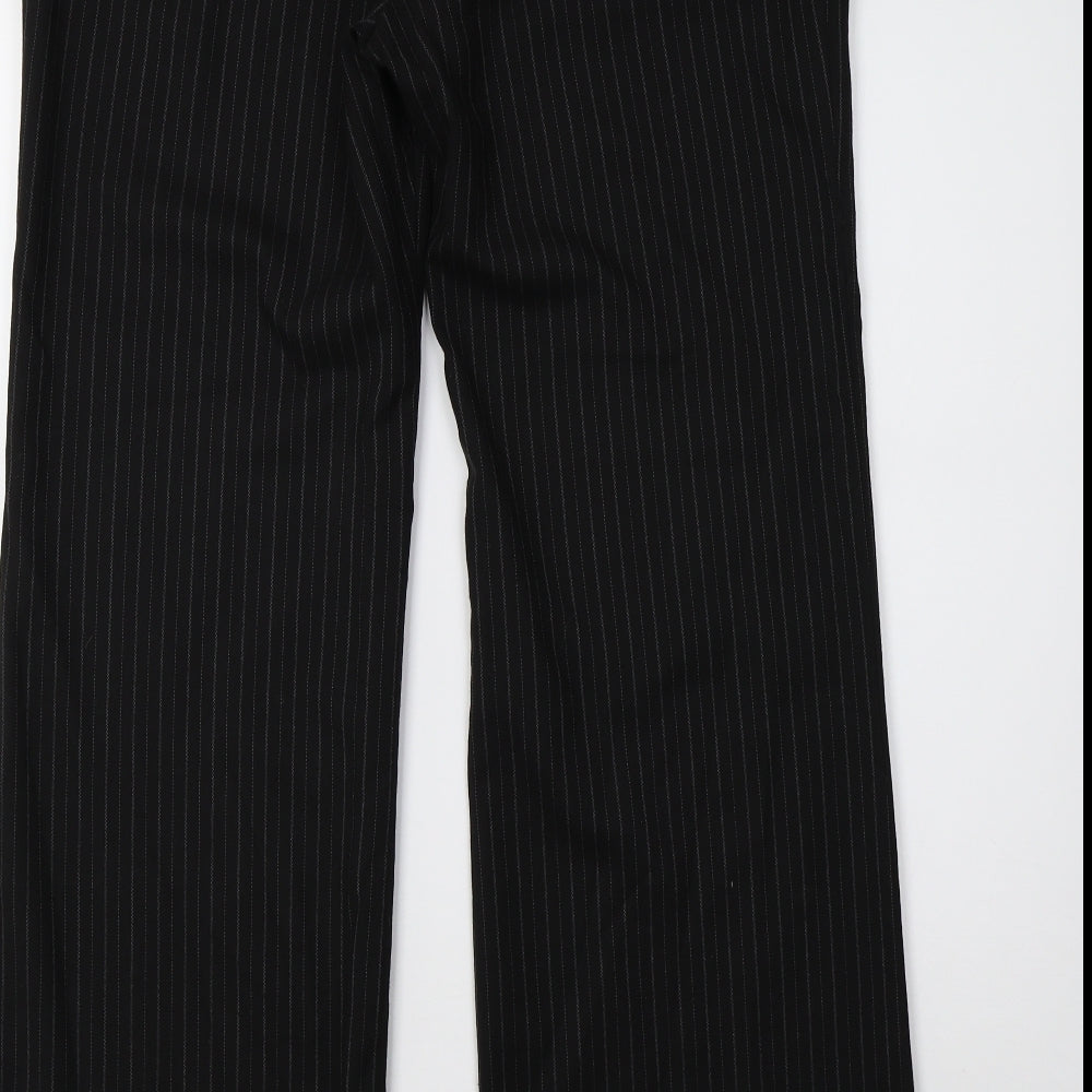 New Look Womens Black Striped  Trousers  Size 14 L32 in