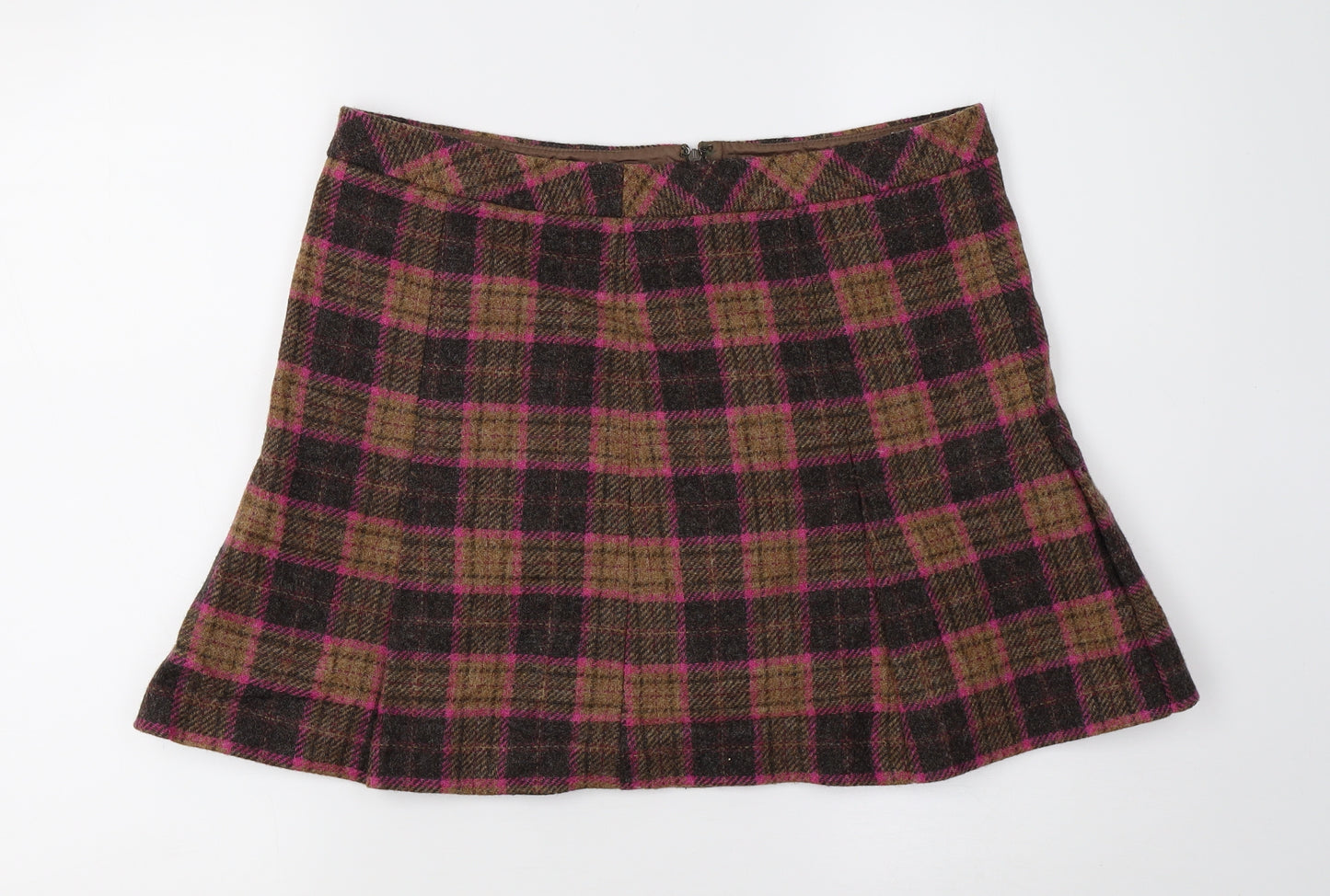 Jigsaw Womens Brown Check  A-Line Skirt Size 14