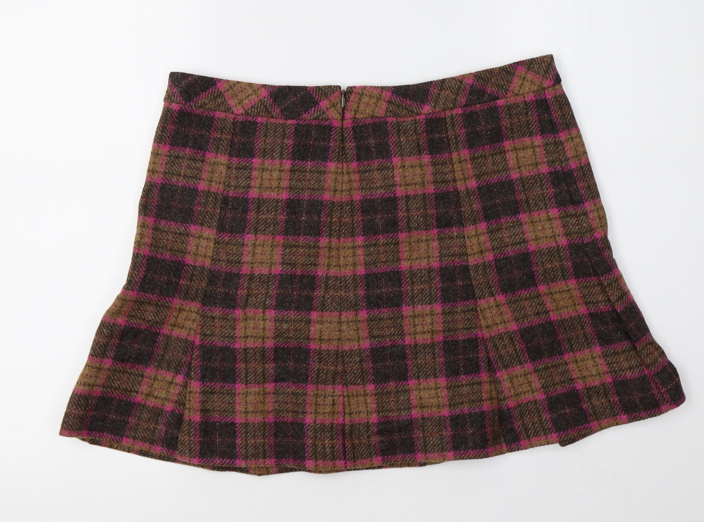 Jigsaw Womens Brown Check  A-Line Skirt Size 14