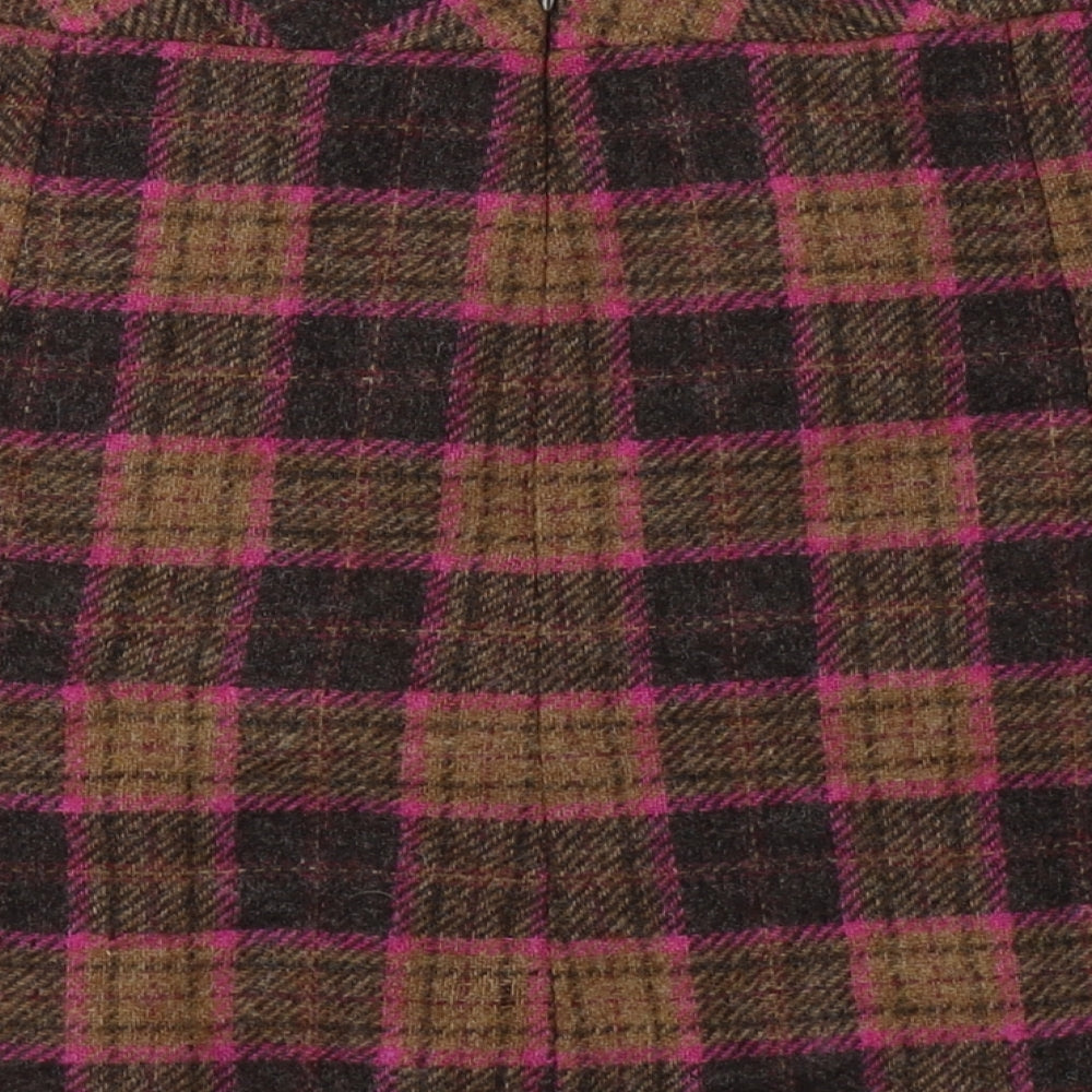 Jigsaw Womens Brown Check  A-Line Skirt Size 14