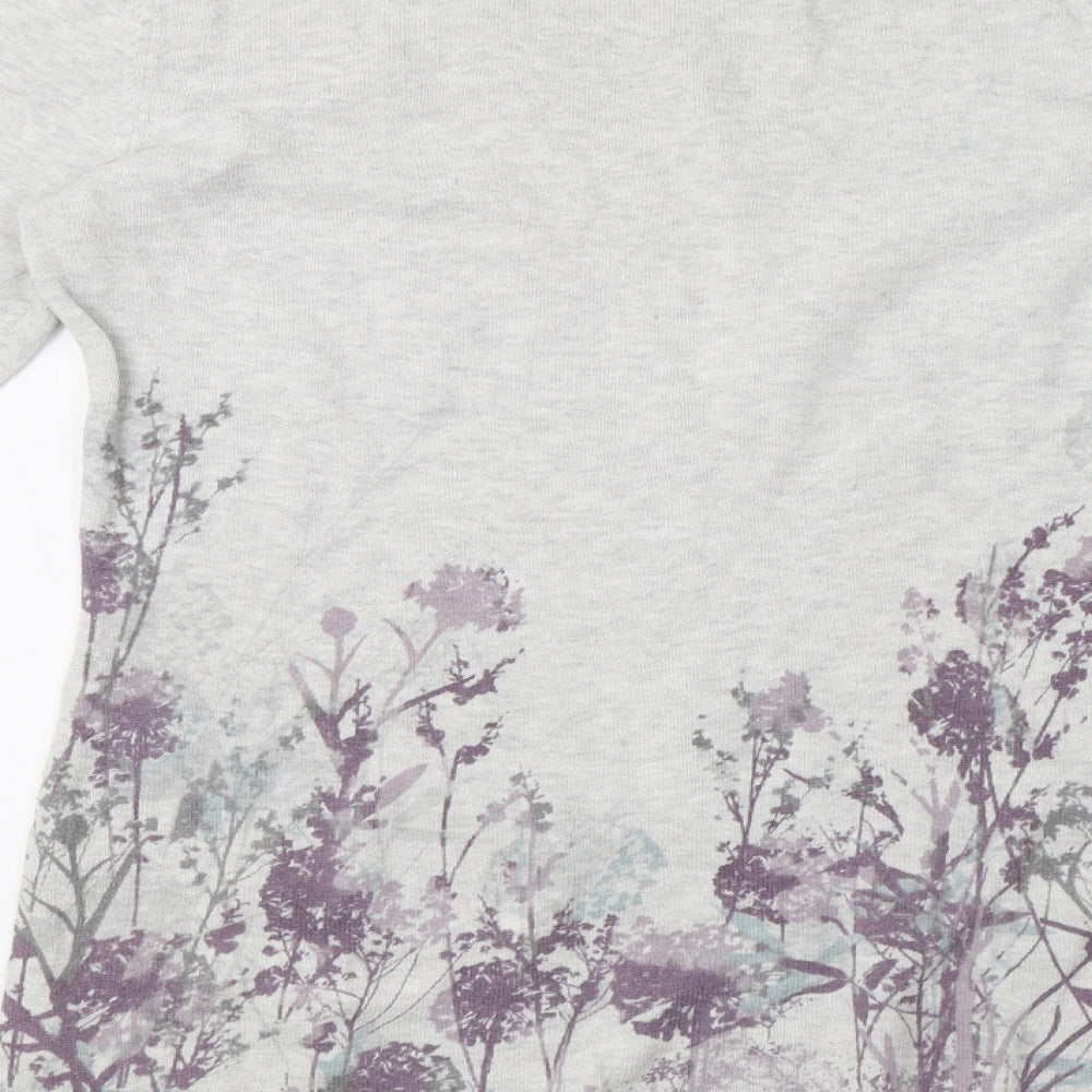 Debenhams Womens Grey Floral Knit Henley Sweatshirt Size 12