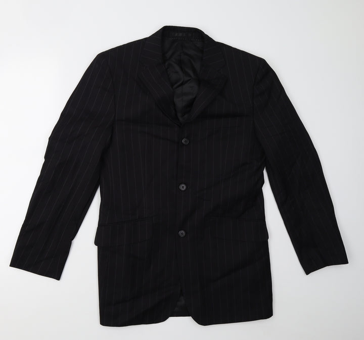 Preworn Mens Black Striped Jacket Blazer Size M