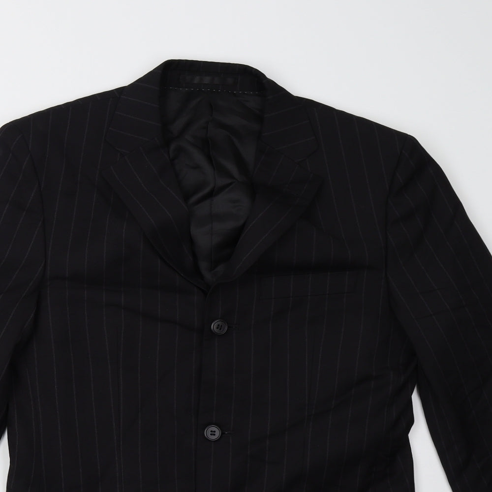 Preworn Mens Black Striped  Jacket Blazer Size M