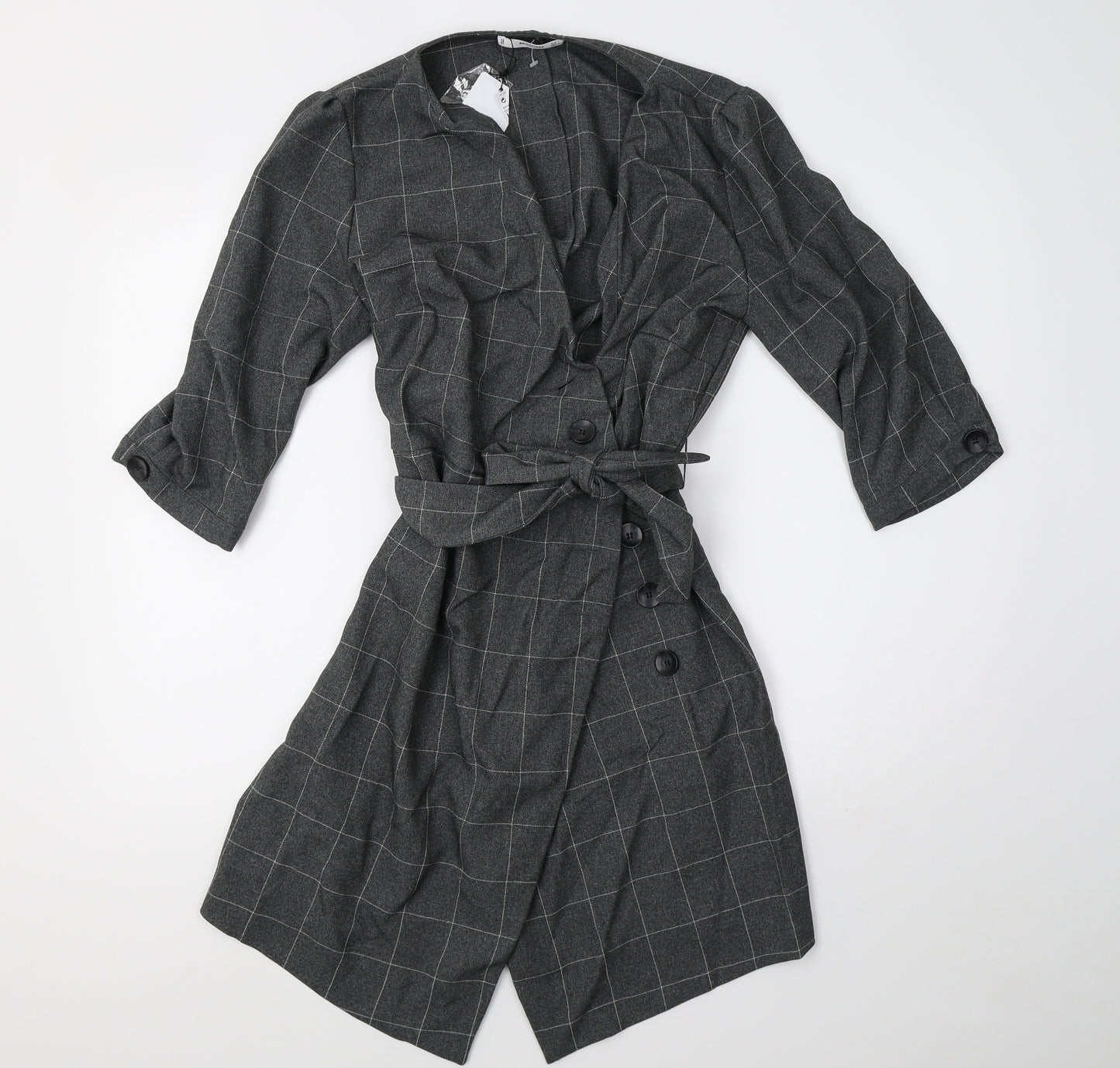 Mango Womens Grey Check  Gilet Blazer Size 12
