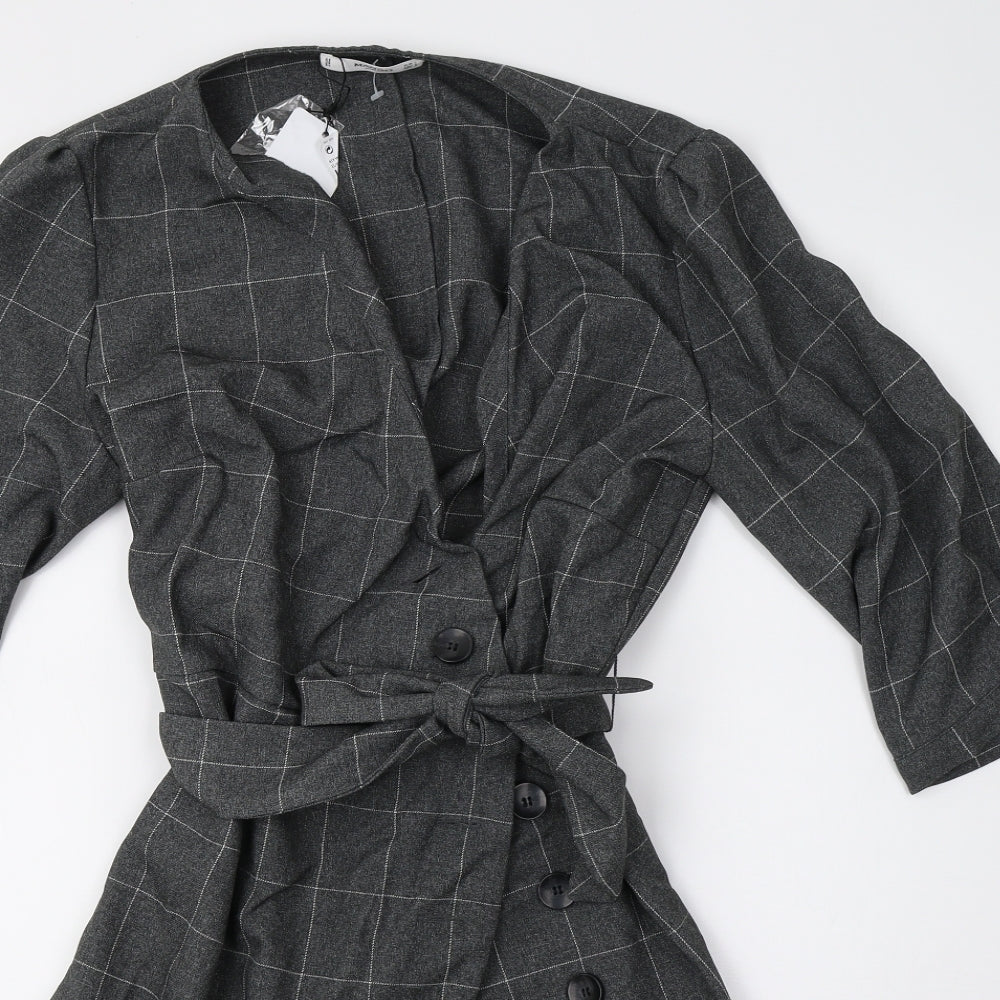Mango Womens Grey Check  Gilet Blazer Size 12