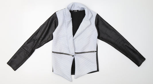 Front view of i-x london women’s blue jacket blazer, size UK 12
