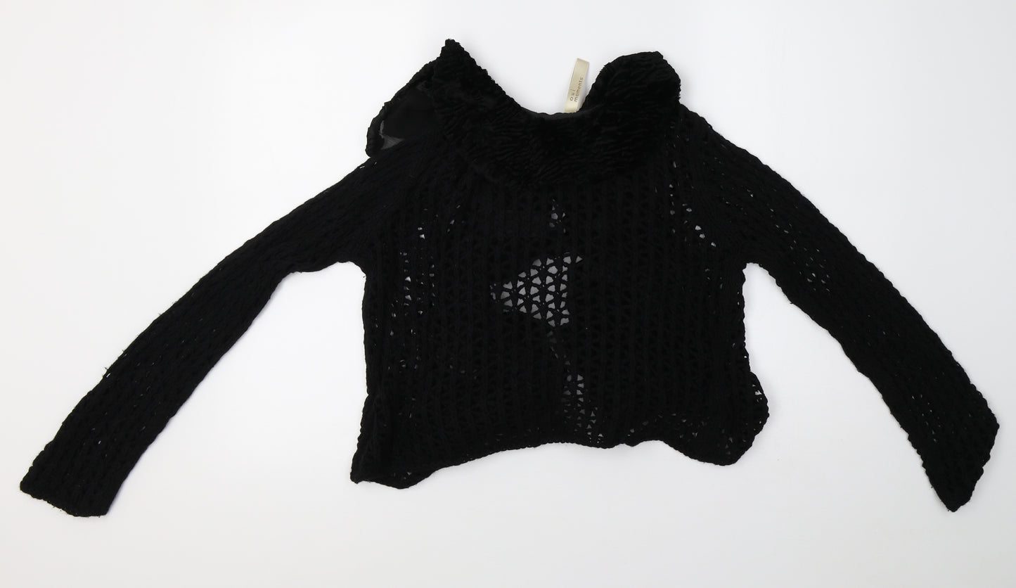 oui moments Womens Black  Knit Cardigan Jumper Size 12