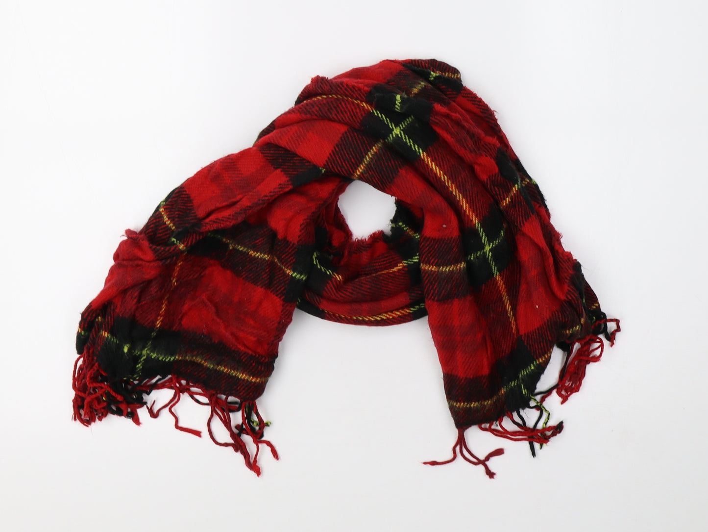 Preworn Womens Red Check Knit  Scarf