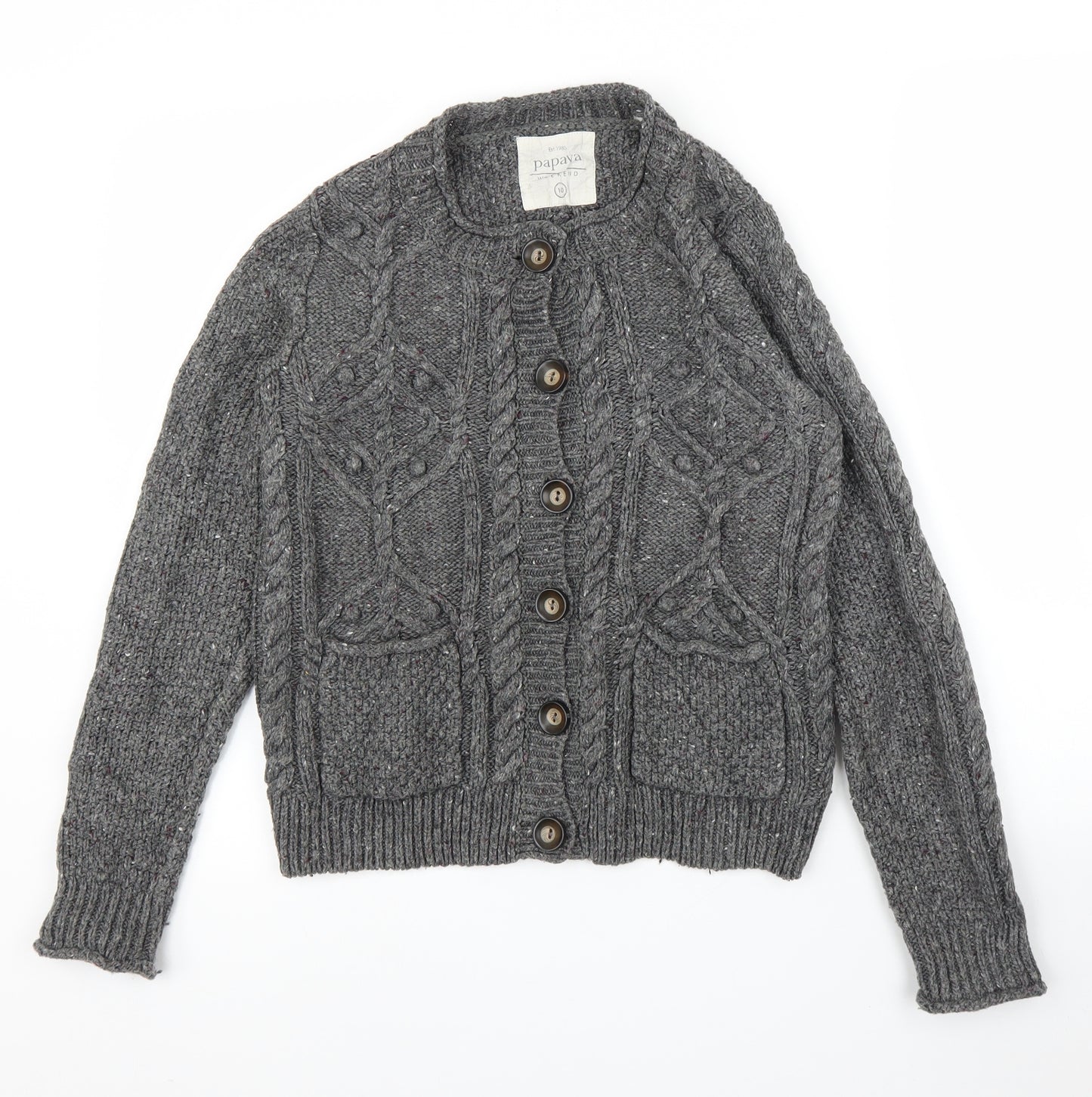 Papaya Womens Grey   Cardigan Jumper Size 10