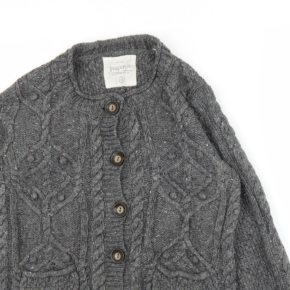 Papaya Womens Grey   Cardigan Jumper Size 10