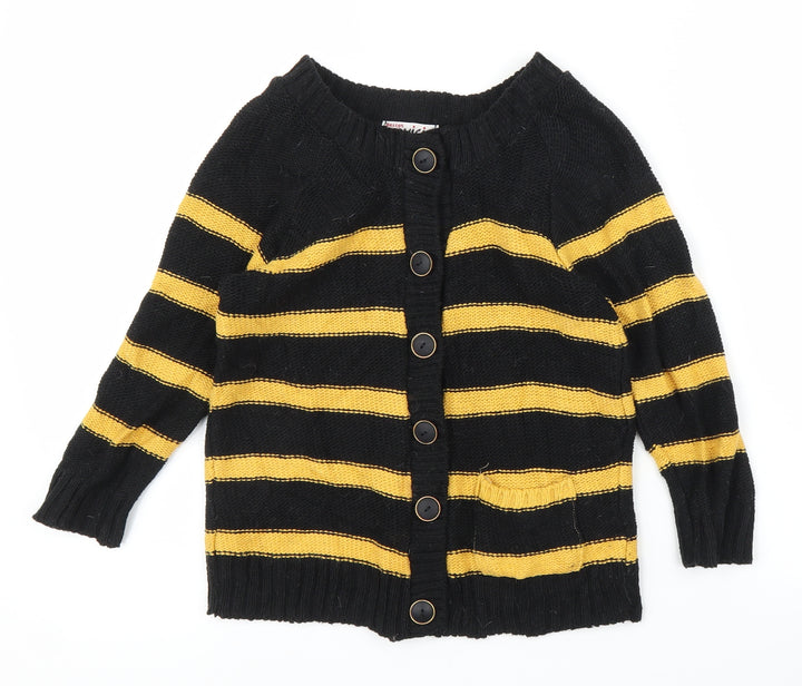 Oysis Girls Black Striped  Cardigan Jumper Size 12 Years