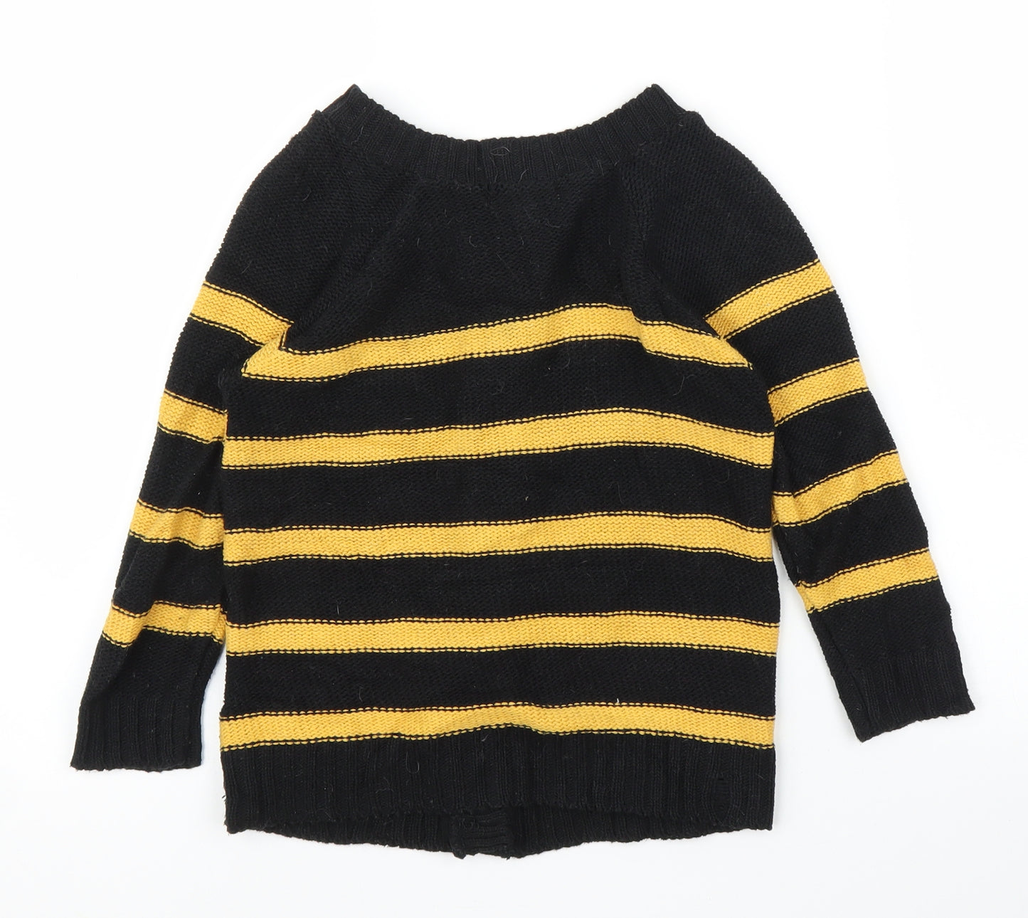 Oysis Girls Black Striped  Cardigan Jumper Size 12 Years