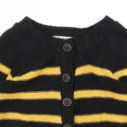 Oysis Girls Black Striped  Cardigan Jumper Size 12 Years