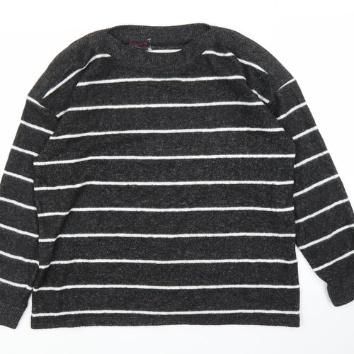 Preworn Womens Grey Striped  Pullover Jumper Size L